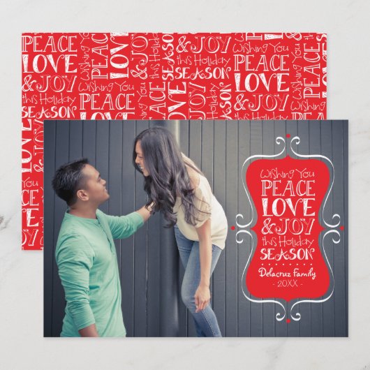 5x7 Lijst voor vrede, liefde en vreugde Feestdagenkaart (Voorkant / Achterkant)