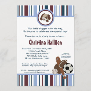 5x7 Lil Legue Sports Balls Baby shower Invitation Kaart
