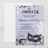 5x7 Lila Masquerade Sweet 16 Birthday Uitnodiging (Voorkant / Achterkant)