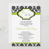 5x7 Lime Green Damask Quinceanera Uitnodiging (Voorkant)