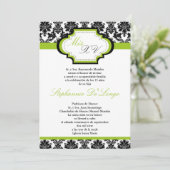 5x7 Lime Green Damask Quinceanera Uitnodiging (Staand voorkant)