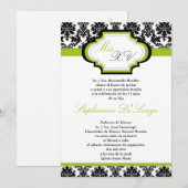 5x7 Lime Green Damask Quinceanera Uitnodiging (Voorkant / Achterkant)