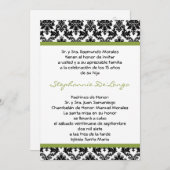 5x7 Lime Green Damask Quinceanera Uitnodiging (Voorkant / Achterkant)
