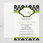 5x7 Lime Green Damask Sweet 16 Birthday Invitation Kaart (Voorkant / Achterkant)