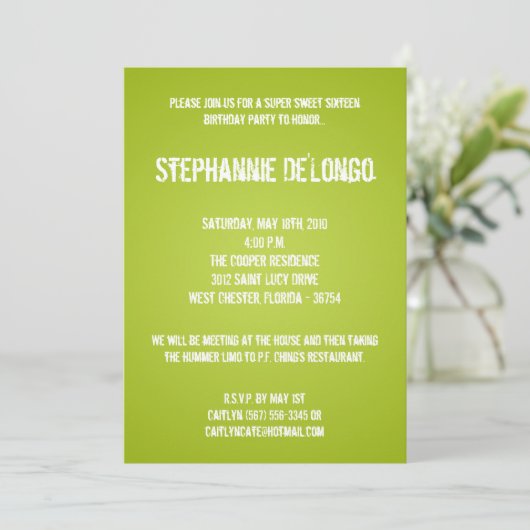 5x7 Lime Green DJ Platenspeler 16 Verjaardag Uitno Kaart (Staand voorkant)