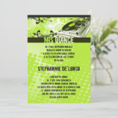 5x7 Lime Green DJ Platenspeler Quinceanera Uitnodi Kaart (Staand voorkant)