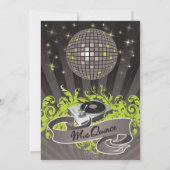 5x7 Lime Green DJ Platenspeler Quinceanera Uitnodi Kaart (Achterkant)