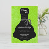 5x7 Lime Green Dress Sweet 16 Birthday Invitation Kaart (Staand voorkant)