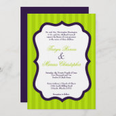 5x7 Lime Green en Paarse Linen Wedding Invitation Kaart (Voorkant / Achterkant)
