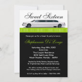 5x7 Lime Green Limo Sweet 16 Birthday Invitation Kaart (Voorkant)