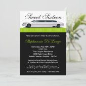 5x7 Lime Green Limo Sweet 16 Birthday Invitation Kaart (Staand voorkant)