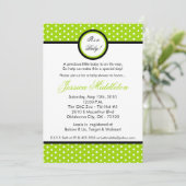 5x7 Lime Green Polka Dot Baby shower Invitation Kaart (Staand voorkant)