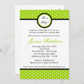 5x7 Lime Green Polka Dot Baby shower Invitation Kaart (Voorkant / Achterkant)