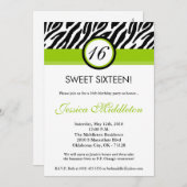 5x7 Lime Green Zebra 16th Birthday Invitation Kaart (Voorkant / Achterkant)