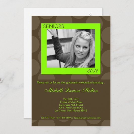 5x7 Limoen Circle Polk Photo Afstuderen Aankondigi Kaart (Voorkant / Achterkant)