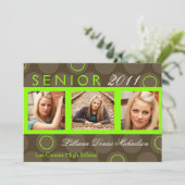 5x7 Limoen Circle Polka Photo Senior aankondiging (Staand voorkant)