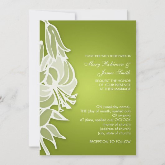5x7 Limoen Lily Bouquet Elegant Wedding Invitation Kaart (Achterkant)