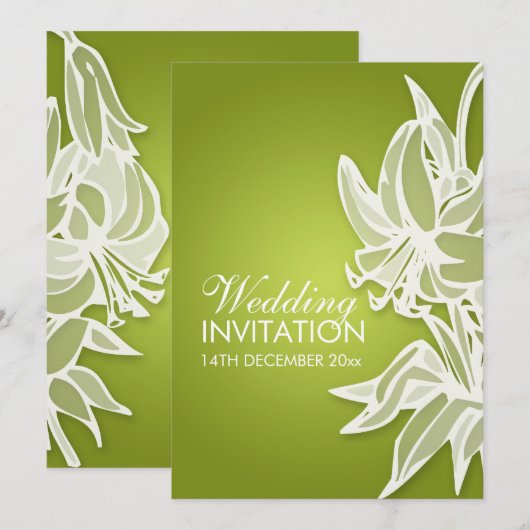 5x7 Limoen Lily Bouquet Elegant Wedding Invitation Kaart (Voorkant / Achterkant)