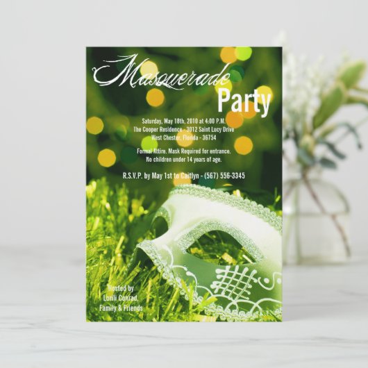 5x7 Limoen Masquerade Sweet 16 Verjaardagsuitnodig Kaart (Staand voorkant)