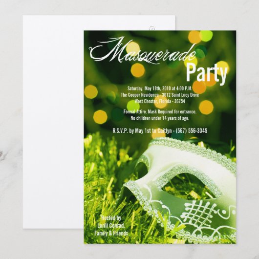 5x7 Limoen Masquerade Sweet 16 Verjaardagsuitnodig Kaart (Voorkant / Achterkant)