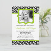 5x7 Limoen Zebra FOTO Sweet 16 Birthday Uitnodigin Kaart (Staand voorkant)