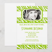 5x7 Limoen Zebra FOTO Sweet 16 Verjaardag Uitnodig Kaart (Voorkant / Achterkant)