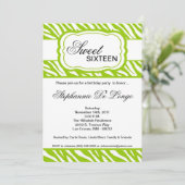 5x7 Limoen Zebra Print Birthday Party Invitation Kaart (Staand voorkant)