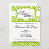 5x7 Limoen Zebra Print Birthday Party Invitation Kaart (Voorkant / Achterkant)