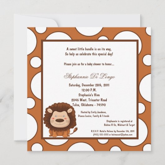 5x7 Lion Pok-a-Dot Baby shower Kaart (Voorkant)