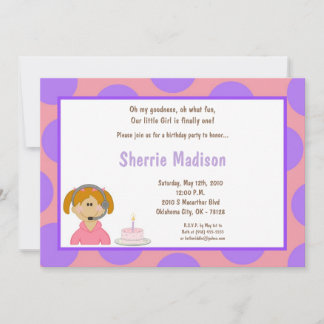 5x7 'Little Girl Secetary Birthday Party Invitatio Kaart