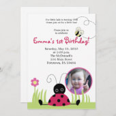 5x7 Little Ladybug *PHOTO* Spring Birthday Kaart (Voorkant / Achterkant)
