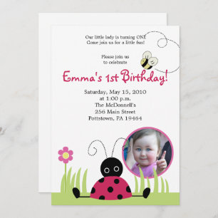 5x7 Little Ladybug *PHOTO* Spring Birthday Kaart