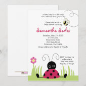 5x7 Little Ladybug Spring Baby shower Invitation Kaart (Voorkant / Achterkant)