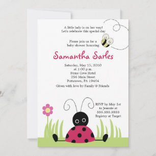 5x7 Little Ladybug Spring Baby shower Invitation Kaart