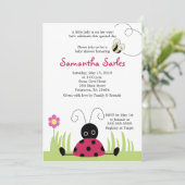 5x7 Little Ladybug Spring Baby shower Invitation Kaart (Staand voorkant)