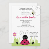 5x7 Little Ladybug Spring Baby shower Invitation Kaart (Voorkant / Achterkant)