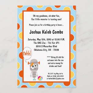 5x7 Little Monster Birthday Party Invitation Kaart