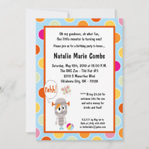 5x7 Little Monster Birthday Party Invitation Kaart