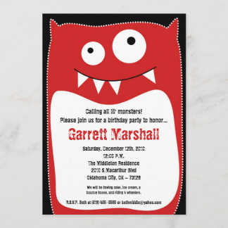 5x7 Little Monsters Birthday Invitation Kaart