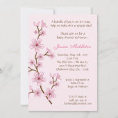 5x7 Lt roze Cherry Blossom Baby shower Invitation Kaart (Voorkant)