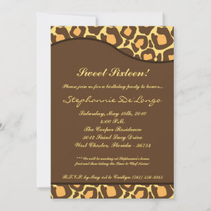 5x7 luipaard print Sweet 16-jarige party Invite Kaart