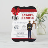 5x7 Marine Afrikaanse Ame Uniform Huwelijksuitnodi Kaart (Staand voorkant)