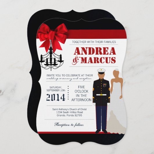 5x7 Marine Hispanic Uniform Huwelijksuitnodiging Kaart (Voorkant / Achterkant)