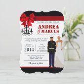 5x7 Marine Hispanic Uniform Huwelijksuitnodiging Kaart (Staand voorkant)
