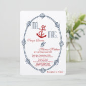 5x7 Marine Nautische Knoop Anker Huwelijksuitnodig Kaart (Staand voorkant)