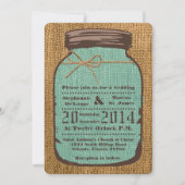 5x7 Mason Jar Burlap Country bruiloft uitnodiging (Voorkant)