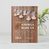 5x7 Mason Jar Candle Lights Nig Wedding Invitation Kaart (Staand voorkant)