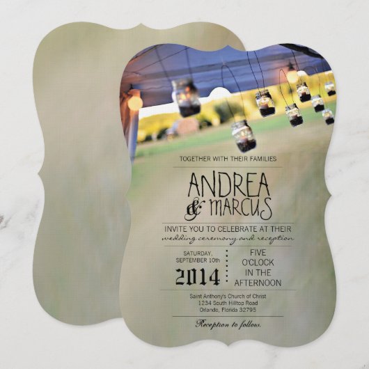 5x7 Mason Jar Kaars Houders Bruiloft Uitnodiging (Voorkant / Achterkant)