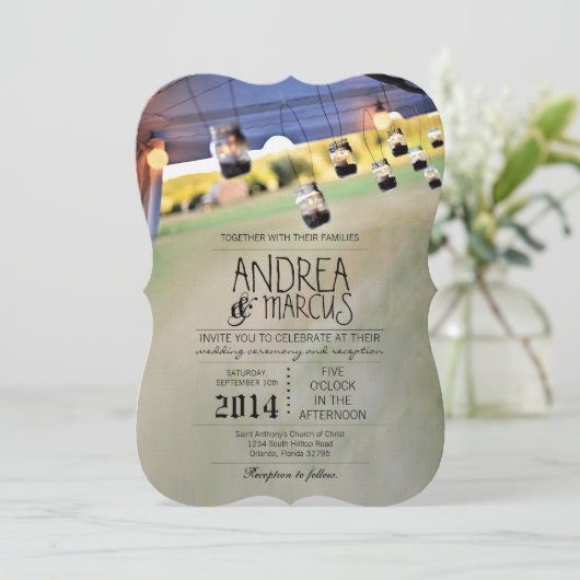 5x7 Mason Jar Kaars Houders Bruiloft Uitnodiging (Staand voorkant)