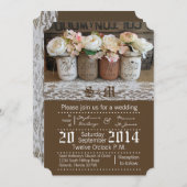 5x7 Mason Jar Rozen Rustieke bruiloft uitnodiging (Voorkant / Achterkant)